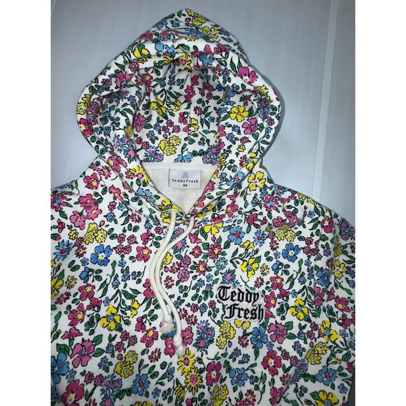 TEDDY FRESH Grandma Floral Print Pull Over Hoodie Unisex Oversized Sz XS - Picture 7 of 10